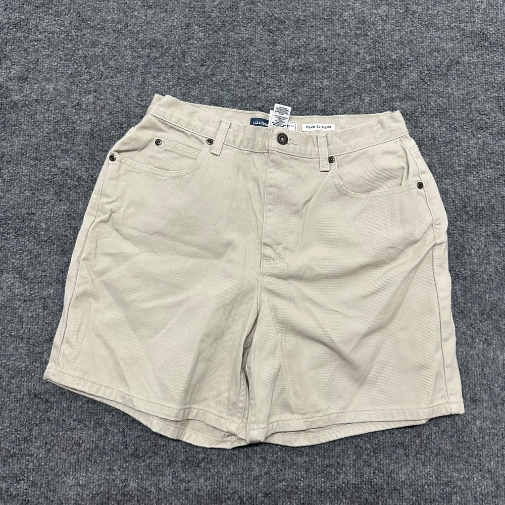 Liz Claiborne Shorts Womens Size 12 Tan Cotton Classic Fit Khaki Denim Casual